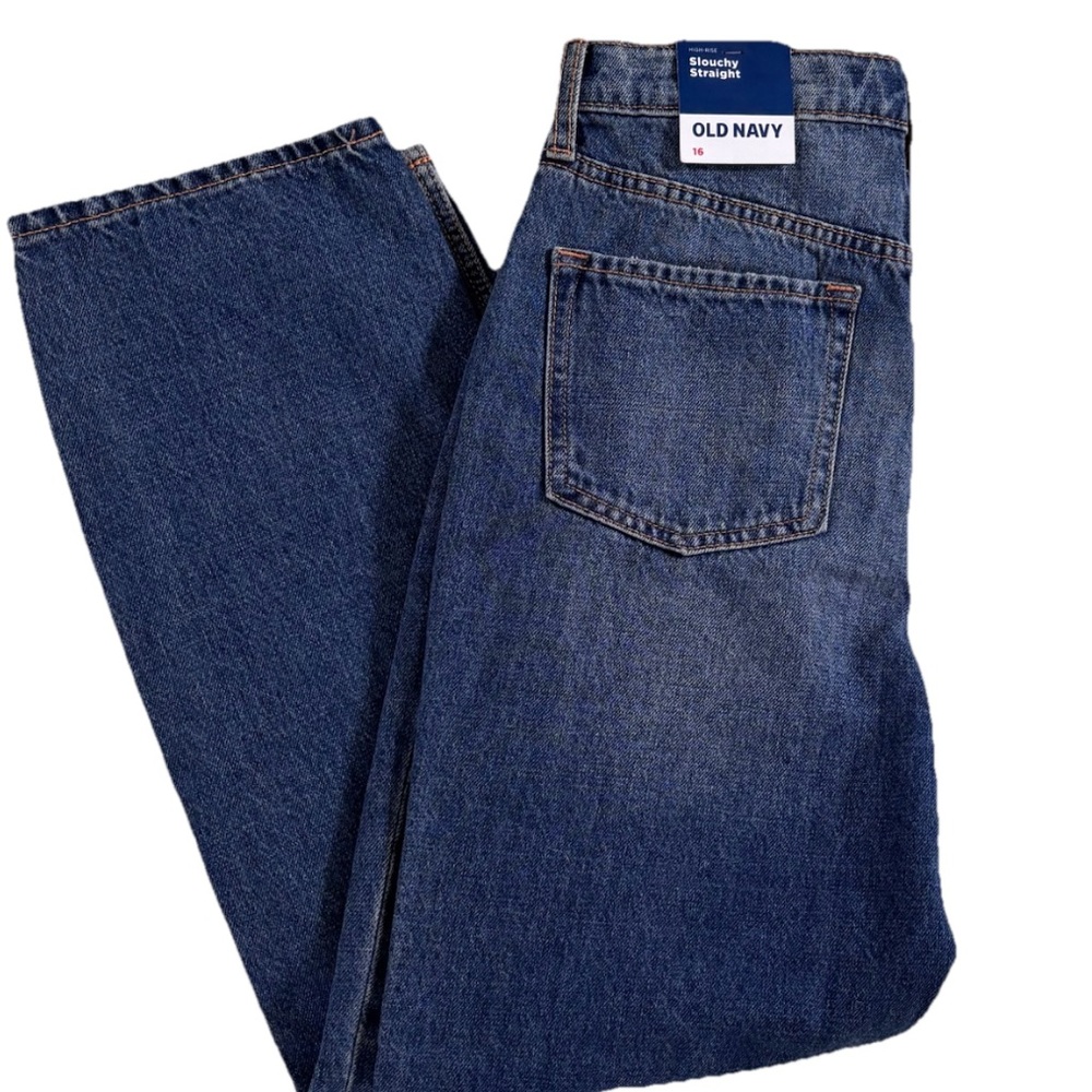 Old Navy Youth Girls High-Rise Slouchy Straight Distressed Jeans 16 X 26 Inseam